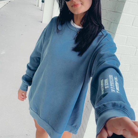 You Deserve It Blue Vintage Crew | Mental Health Apparel | Size M - Picture 3 of 3